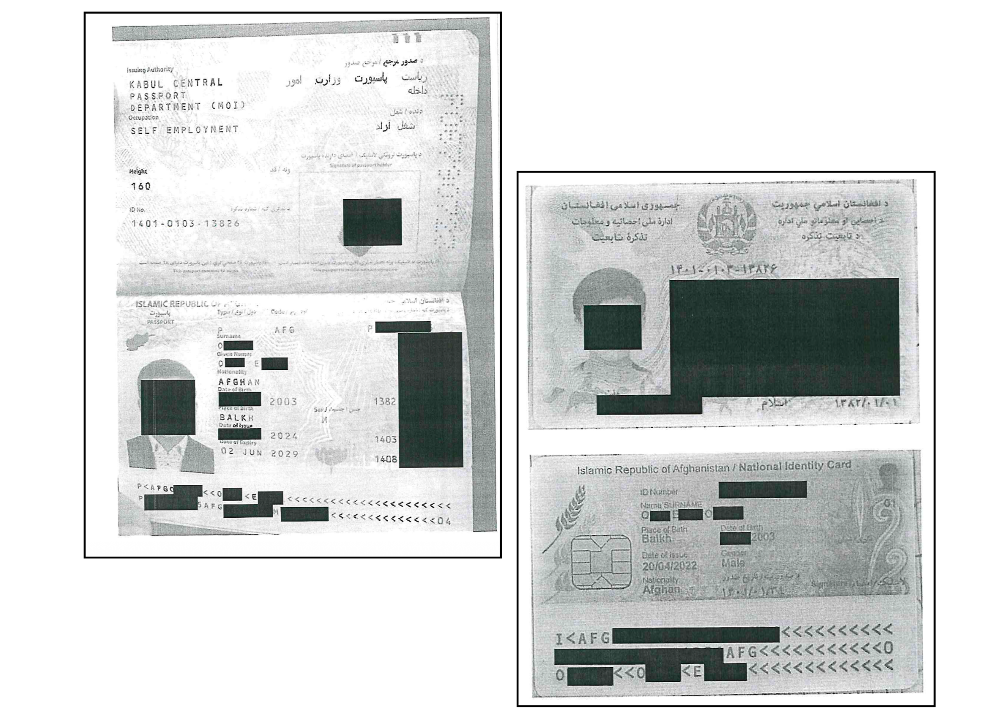 The immigrant from Afghanistan used a fake passport and identification card to flee without alerting the Taliban.
