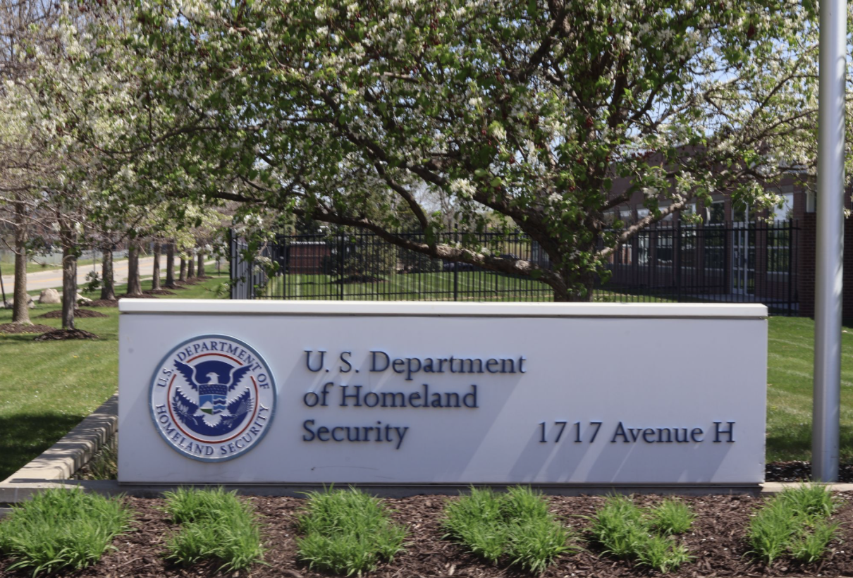 A sign marks the U.S. Department of Homeland Security building in Omaha, Nebraska, on April 5, 2026. Federal agencies oversee immigration proceedings and applications, such as those for Special Immigrant Juvenile Status.