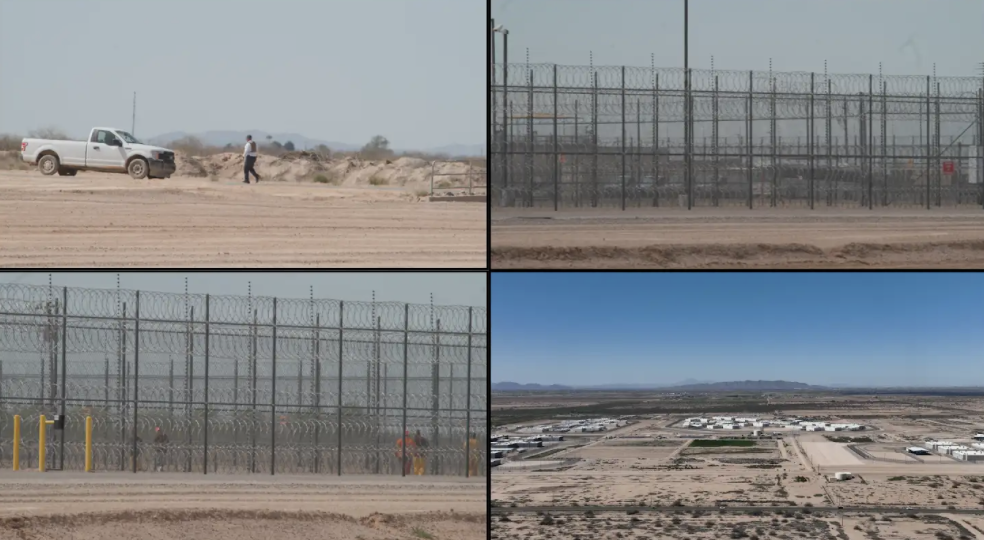 Eloy Detention Center, photographed on March 3-4, 2026, is a private immigration prison in Eloy, Arizona owned by CoreCivic that operates under a contract with ICE.