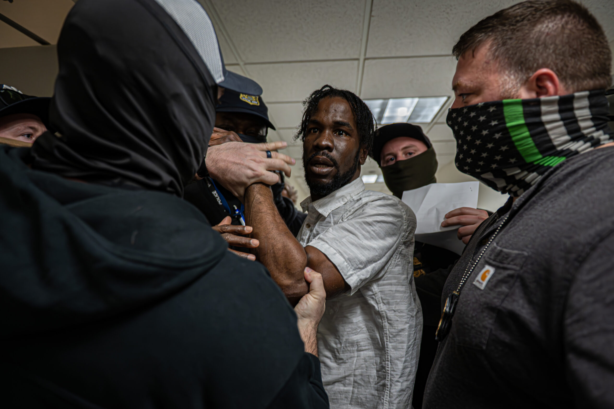 A Haitian man is detained by ICE agents after his immigration check-in at 26 Federal Plaza in New York on March 11, 2026.