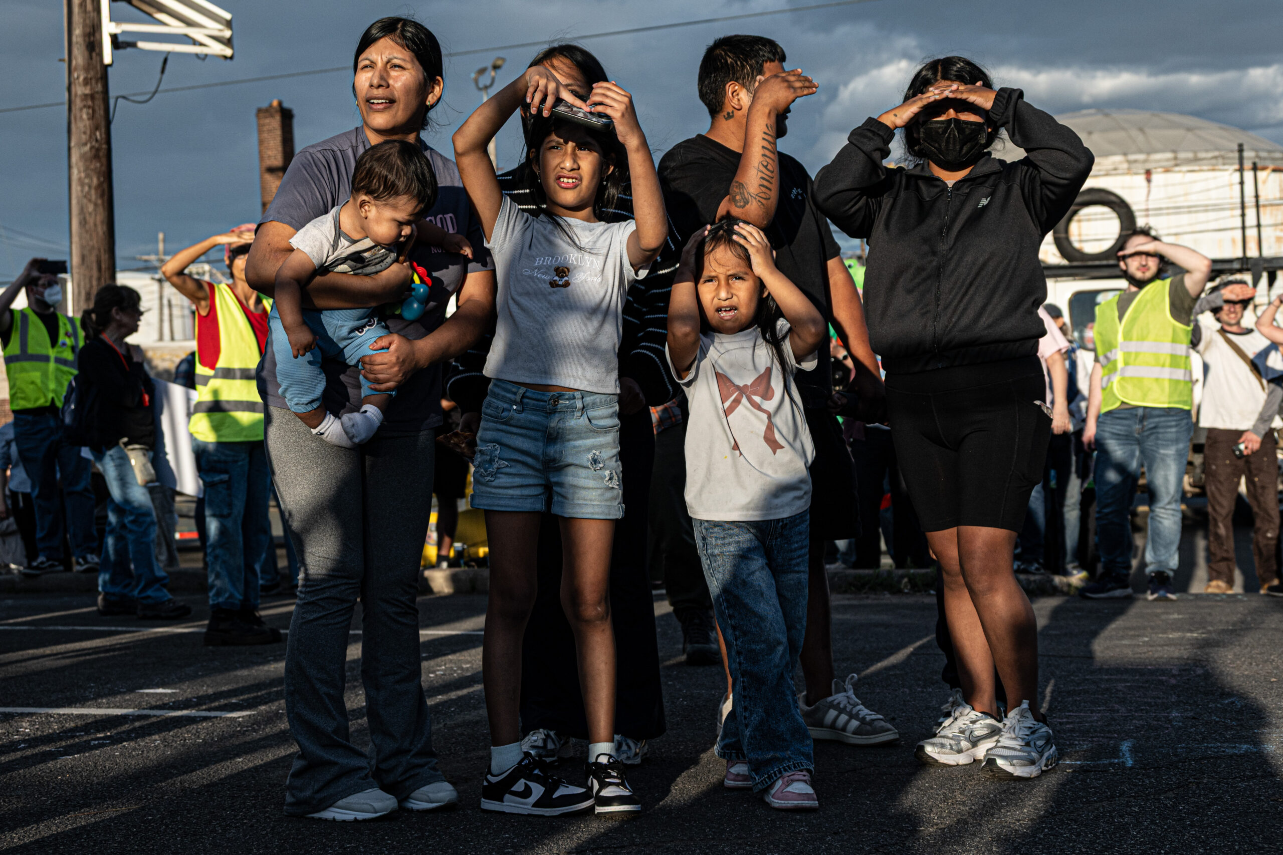 A family waits for the release of a detained relative from Delaney Hall detention center in Newark, N.J., on May 28, 2026.