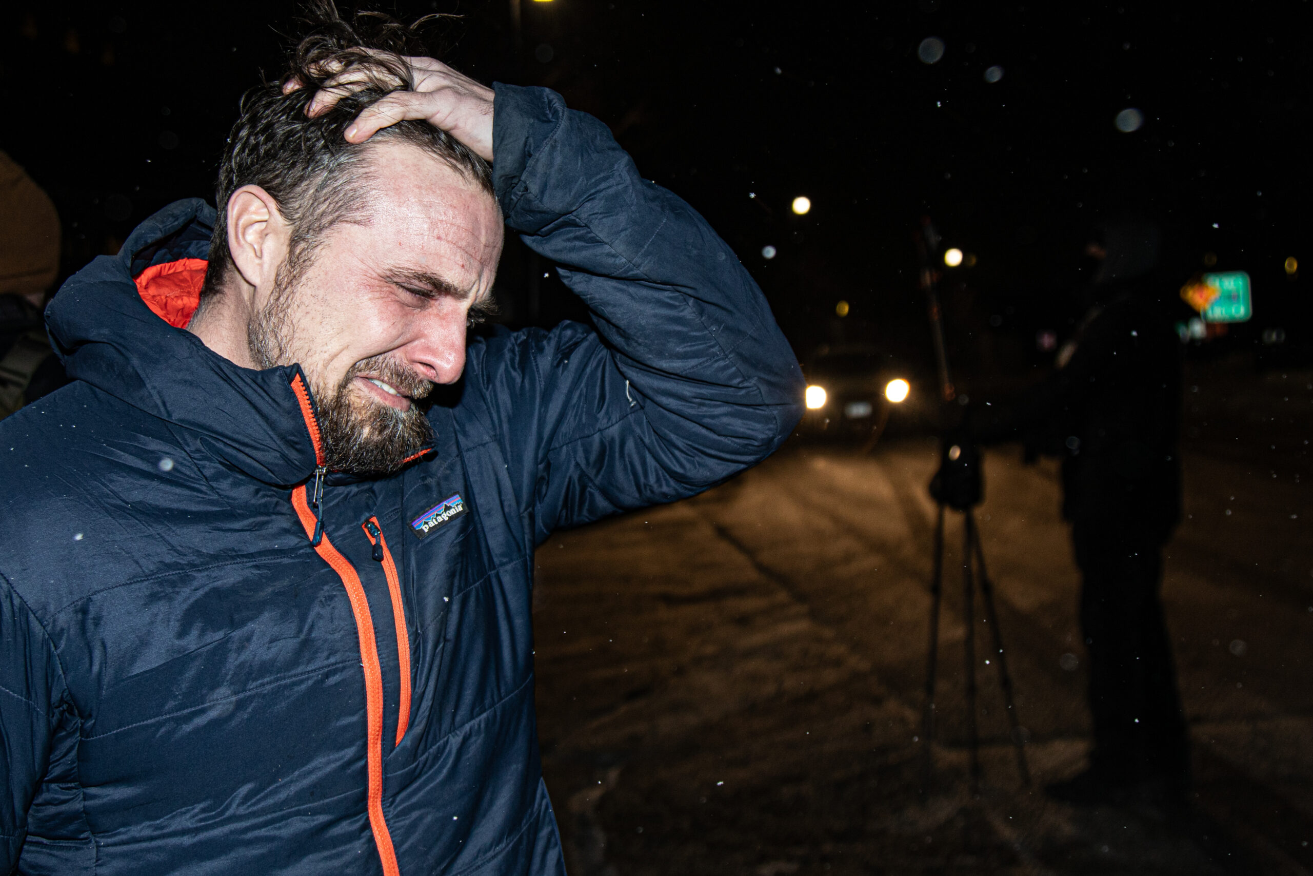 A protester is released from ICE custody outside the Whipple Federal Building in Fort Snelling, Minn., on Jan. 16, 2026. The building was converted into an immigrant processing center and has been the site of ongoing protests that have frequently escalated into confrontations with federal agents.