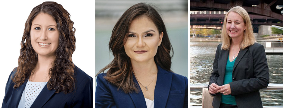 From left: Chicago lawyers Brittni Rivera, Eyzuri Segovia Sanchez and Shannon Shepherd.